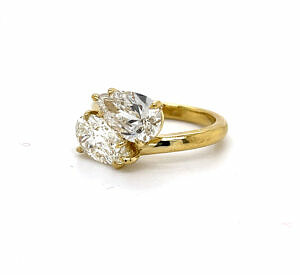 Yellow Gold Pear Diamond Bypass Ring Engagement Rings