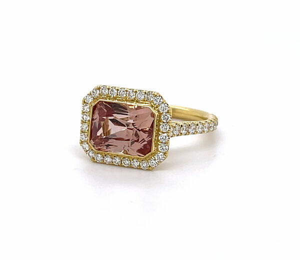 Radiant-Cut Pink Sapphire Ring Fine Gemstone Rings