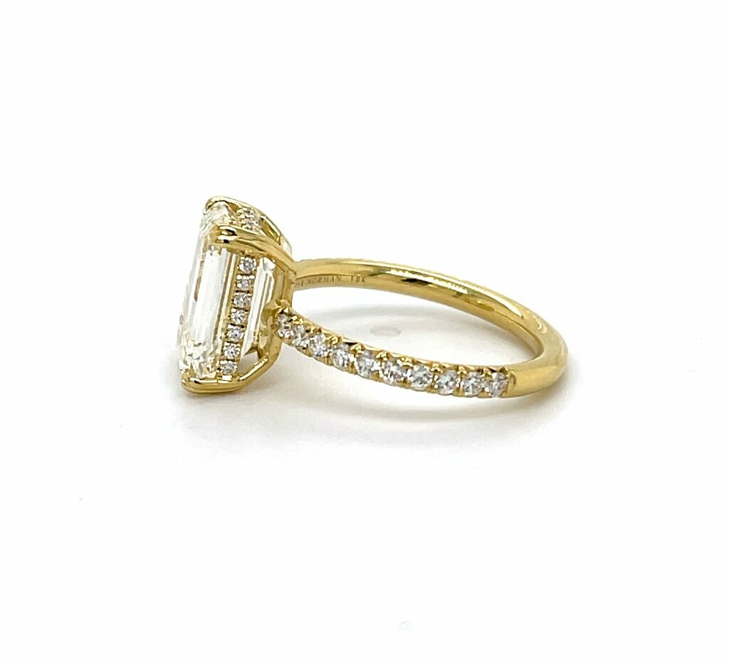 Yellow Gold Emerald-Cut Engagement Ring With Diamond Details Los Angeles