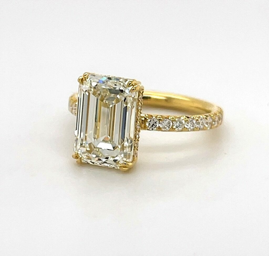 Yellow Gold Emerald-Cut Engagement Ring With Diamond Details Los Angeles