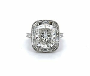 Cushion-Cut Diamond Ring With Baguette Halo Engagement Rings 2