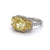 Fancy Yellow Radiant and Trapezoid Diamond Engagement Ring Unique Rings 5