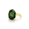 Large Green Oval Tourmaline Ring in Yellow Gold Fine Colored Gemstone Rings 5