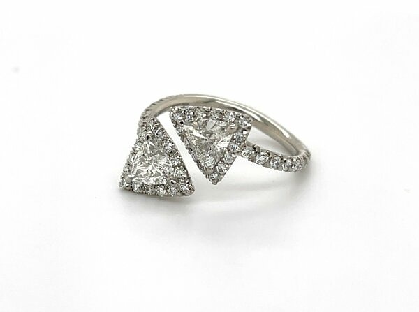Trillion Diamond Bypass Ring in Platinum Engagement Rings