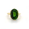 Large Green Oval Tourmaline Ring in Yellow Gold Fine Colored Gemstone Rings 6