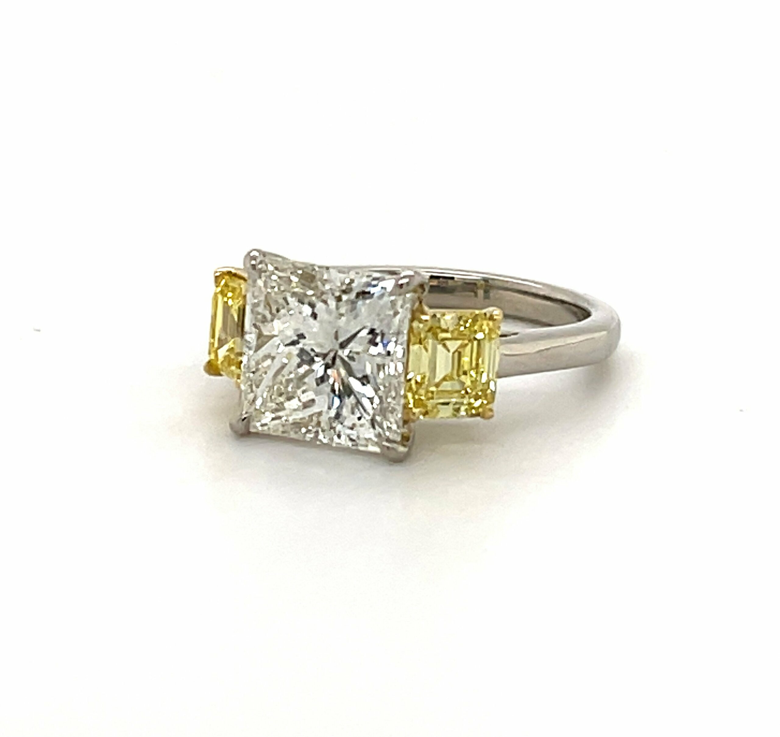 ThreeStone White and Fancy Yellow Diamond Engagement Ring Peter Norman