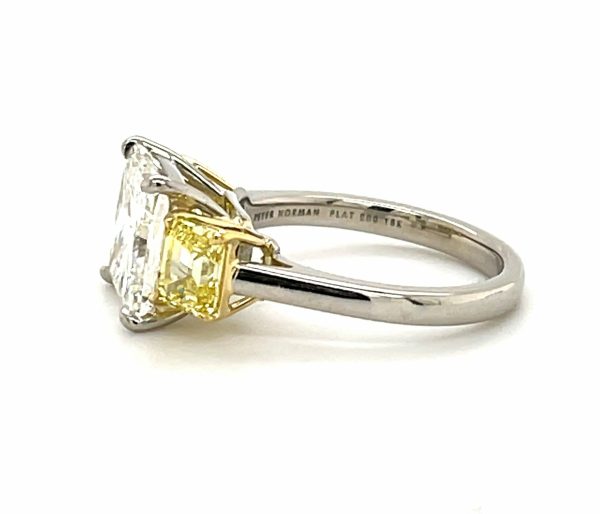 Three-Stone White and Fancy Yellow Diamond Engagement Ring Custom Engagement Rings 3