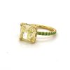 Fancy Yellow Diamond Ring With Tsavorite Garnet Band Custom Engagement Rings 5
