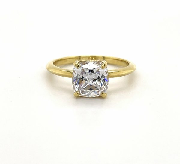 Cushion-Cut Engagement Ring on Knife Edge Band Custom Engagement Rings 3