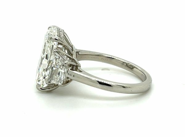 Large Radiant-Cut Three-Stone Ring with Trapezoids Custom Engagement Rings 4