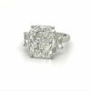Large Radiant-Cut Three-Stone Ring with Trapezoids Custom Engagement Rings 6
