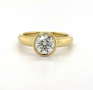 Yellow Gold Ring with a Bezel-Set Round Diamond Engagement Rings 2