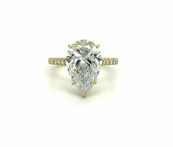 Yellow Gold Pear-Shaped Engagement Ring with Hidden Halo Engagement Rings 2