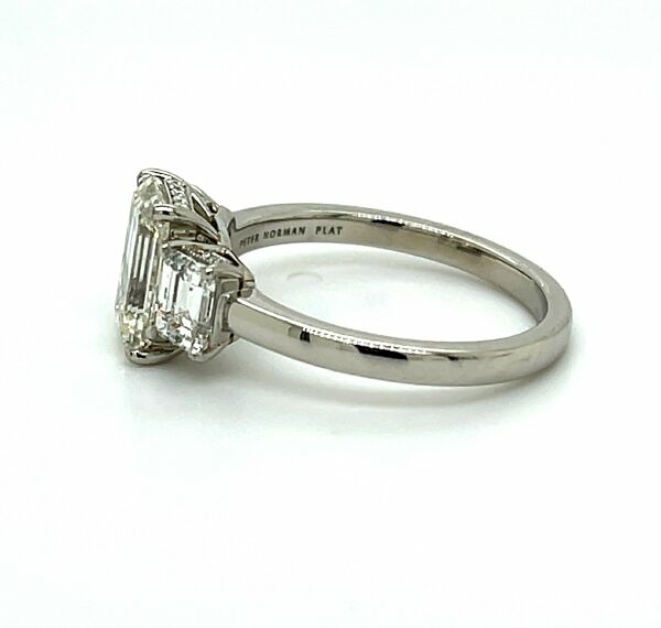 Three-Stone Emerald-Cut Diamond Engagement Ring in Platinum Engagement Rings 3