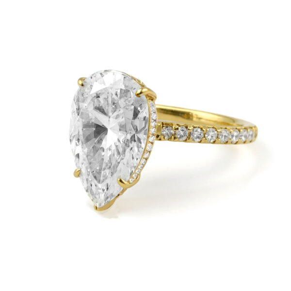 Yellow Gold Pear-Shaped Engagement Ring with Hidden Halo Custom Engagement Rings