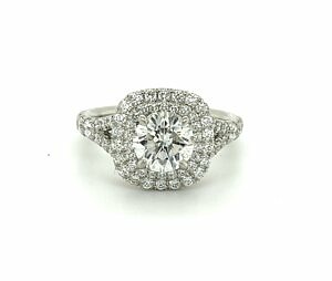 Round Diamond Engagement Ring with a Double Cushion Halo Engagement Rings 2