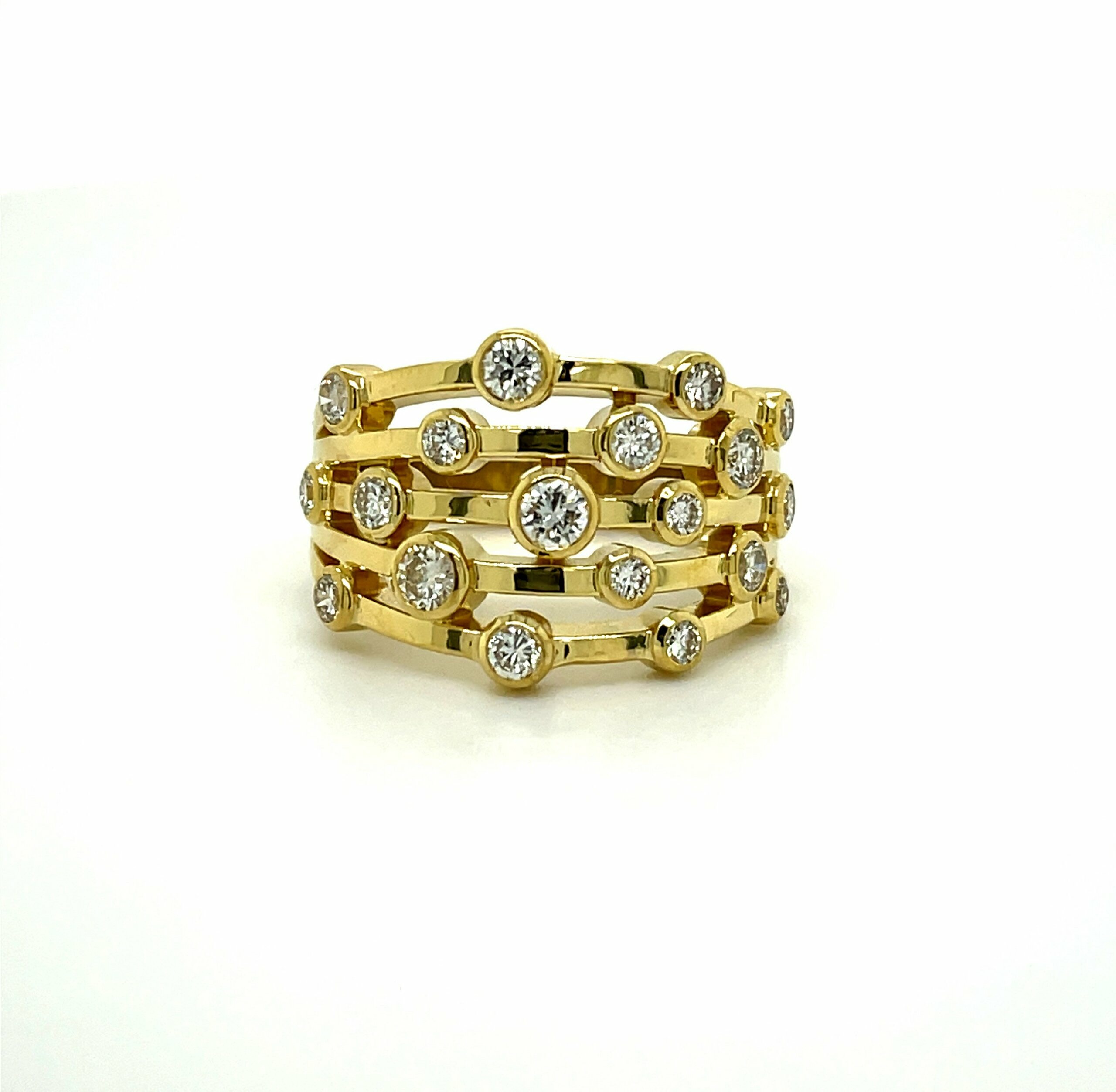 Multi-Row Round Bezel Diamond Ring Unique Rings 2