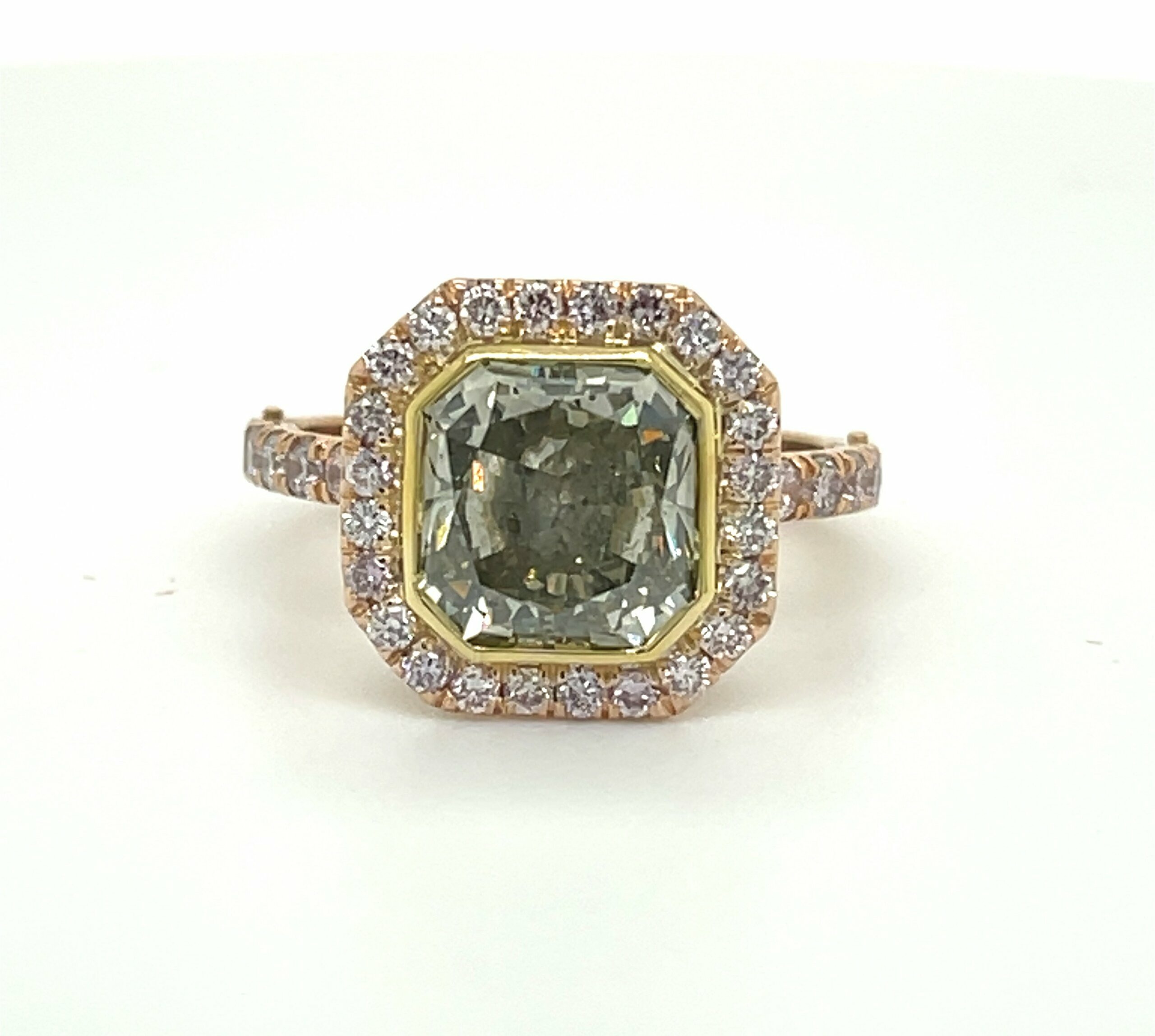 Radiant-Cut Green Diamond Ring in a Two-Tone Setting Engagement Rings 2