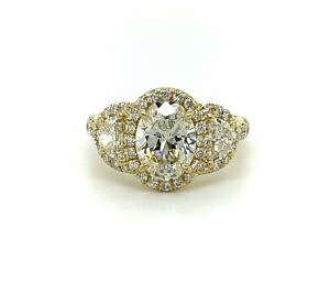 Oval and Half Moon Diamond Engagement Ring in Yellow Gold Engagement Rings 2