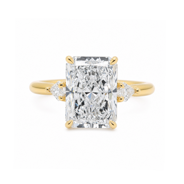 Radiant-Cut Diamond Engagement Ring with Kite Side Stones Custom Engagement Rings 3