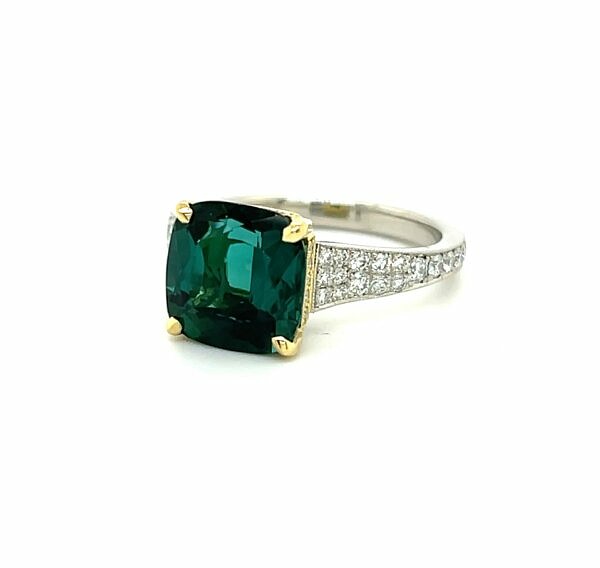 Two-Tone Green Tourmaline Ring Fine Gemstone Rings
