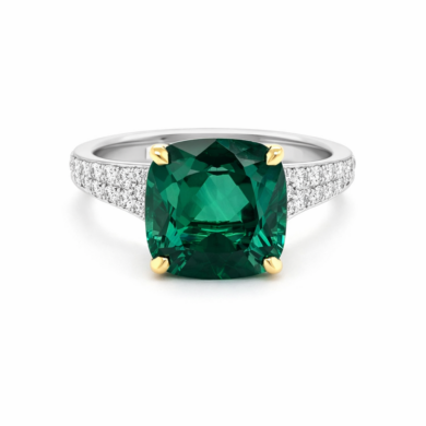 Two-Tone Green Tourmaline Ring Fine Colored Gemstone Rings 2