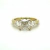 Cushion and Pear Three-Stone Ring in Yellow Gold Custom Engagement Rings 7