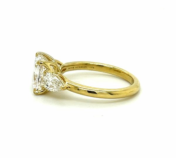 Cushion and Pear Three-Stone Ring in Yellow Gold Custom Engagement Rings 3