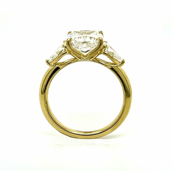 Cushion and Pear Three-Stone Ring in Yellow Gold Custom Engagement Rings 5