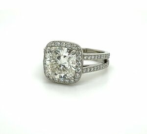 Cushion-Cut Engagement with Halo and Split Shank Engagement Rings