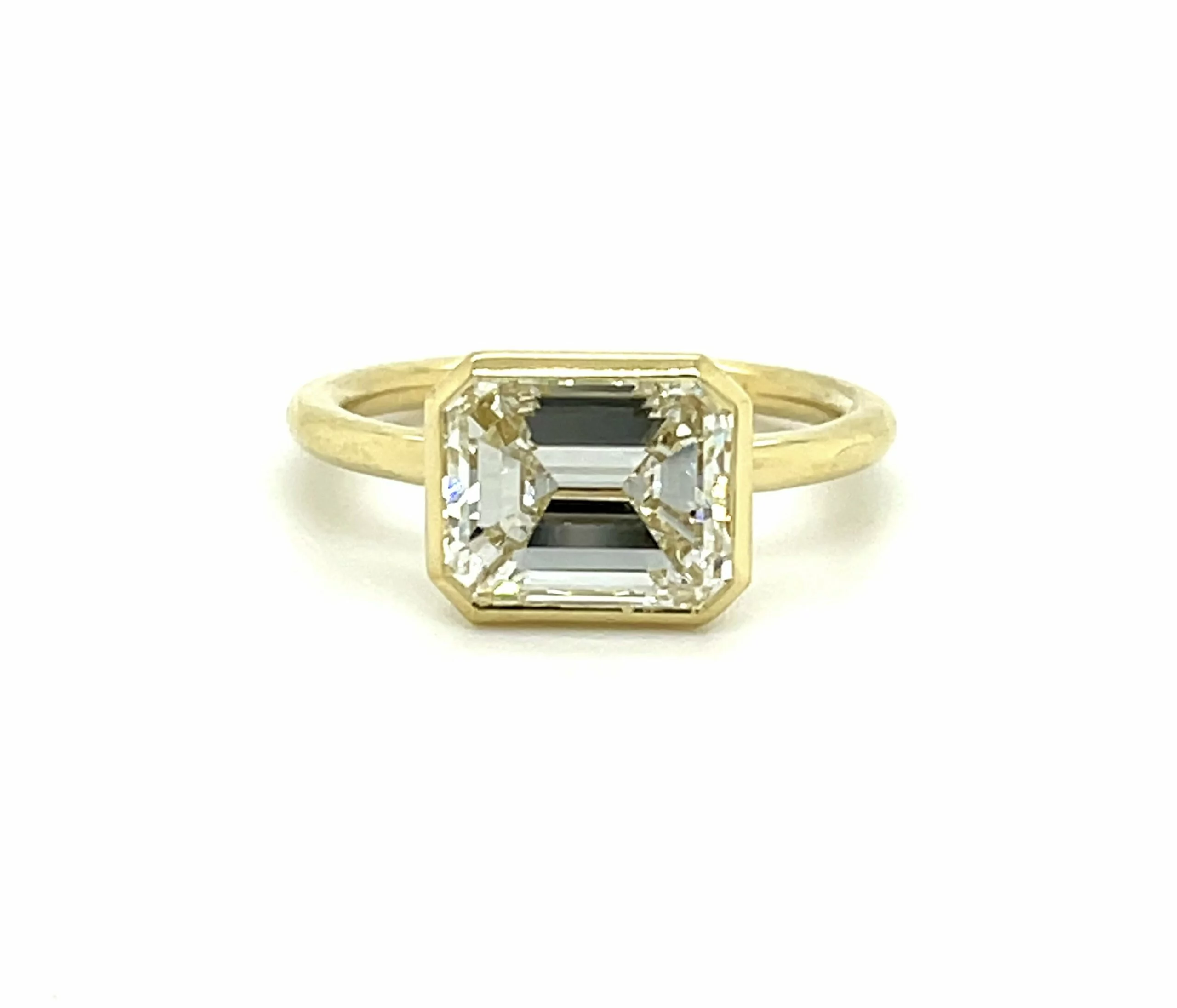East West Emerald Cut Engagement Ring