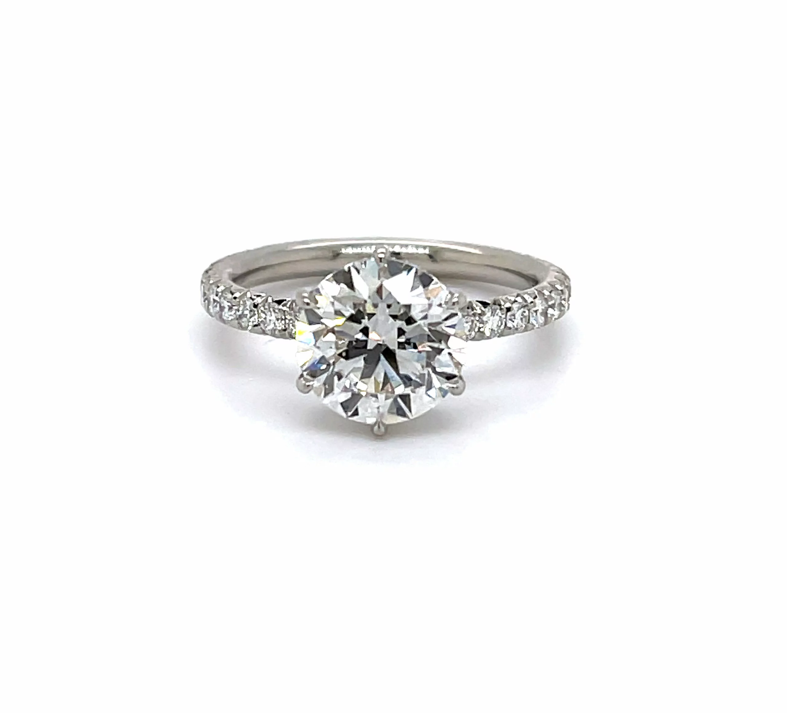 Six Prong Round Engagement Ring With Hidden Halo