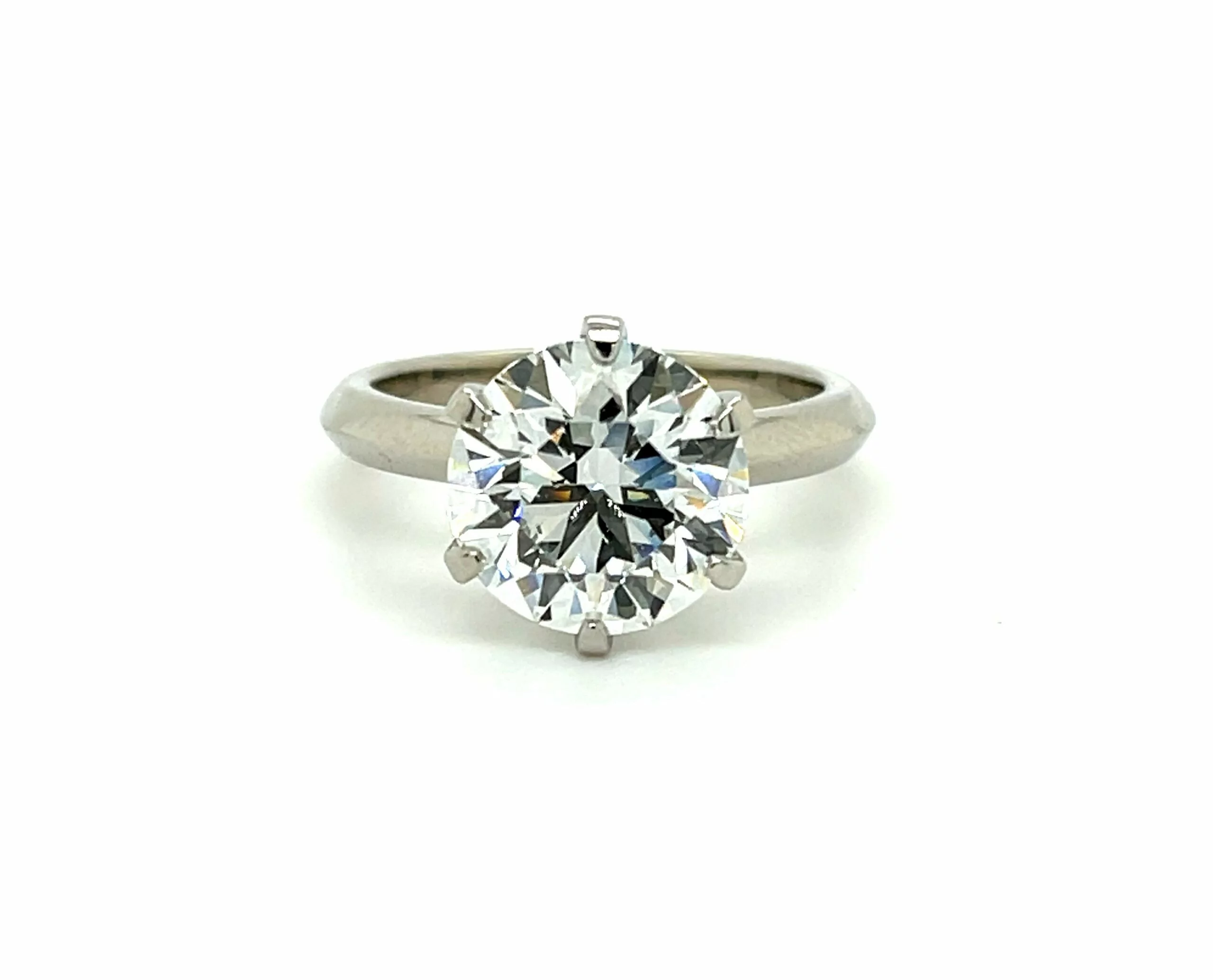Six Prong Round Engagement Ring on a Knife Edge Band