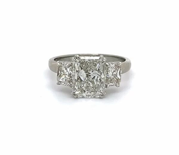 Three Stone Radiant Cut Diamond Engagement Ring