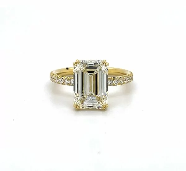 Yellow Gold Emerald Cut Engagement Ring With Diamond Details