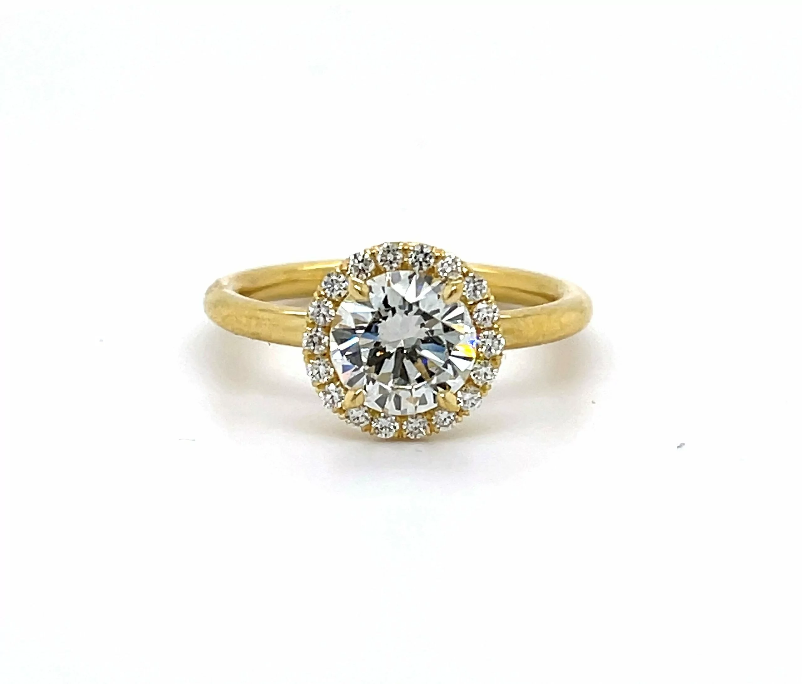 Yellow Gold Prong Set Halo Ring
