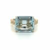 Emerald-Cut Aquamarine Ring with Twisted Diamond Band Fine Colored Gemstone Rings 5