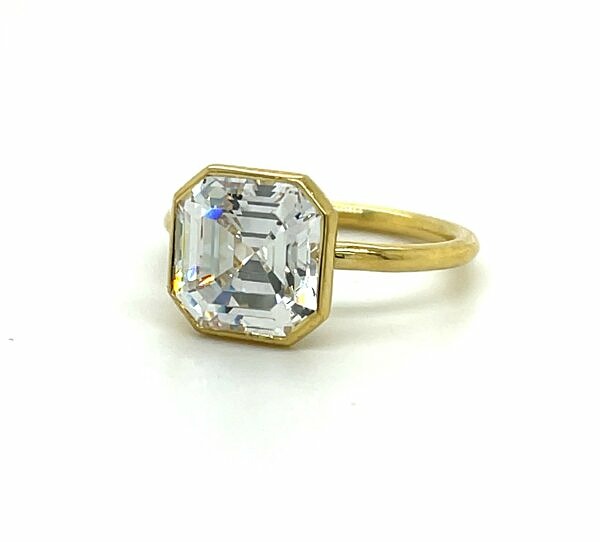 Bezel-Set Asscher-Cut Ring in Yellow Gold Engagement Rings