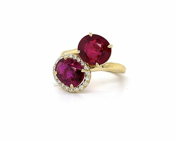 Bypass Oval Ruby Ring in Yellow Gold Fine Gemstone Rings