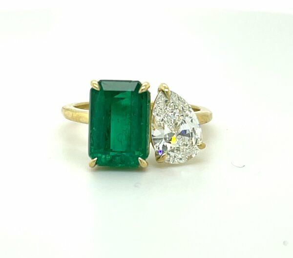 Two-Stone Emerald and Diamond Ring Fine Gemstone Rings 2