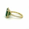 Emerald Ring with Halo in Yellow Gold Fine Colored Gemstone Rings 6