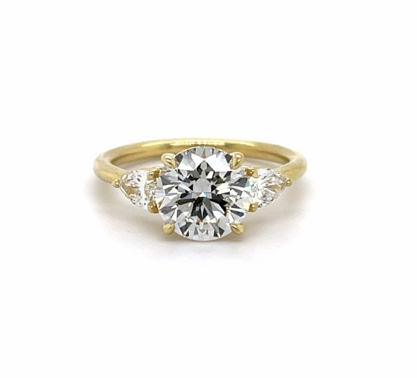 Three-Stone Round and Pear Diamond Ring Custom Engagement Rings 2