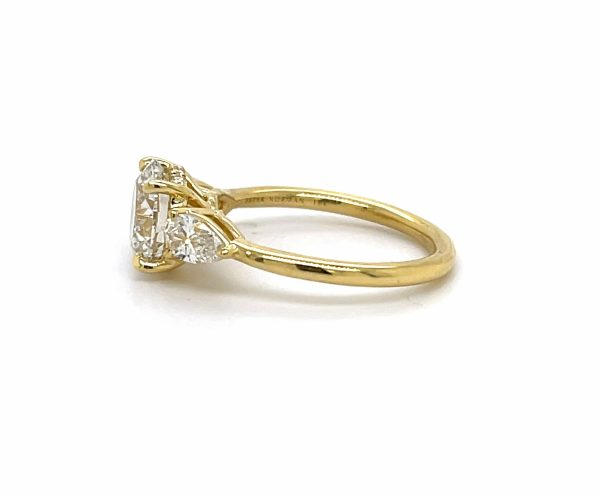 Three-Stone Round and Pear Diamond Ring Custom Engagement Rings 3