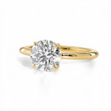 Round Diamond Engagement Ring With Hidden Halo Custom Engagement Rings