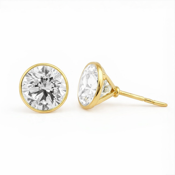 Bezel-Set Round Diamond Studs Earrings 3