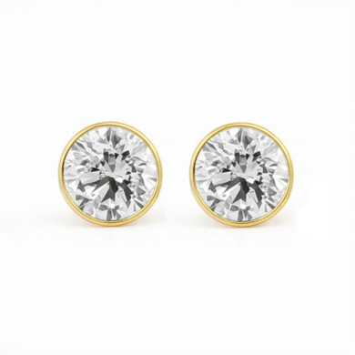 Bezel-Set Round Diamond Studs Earrings