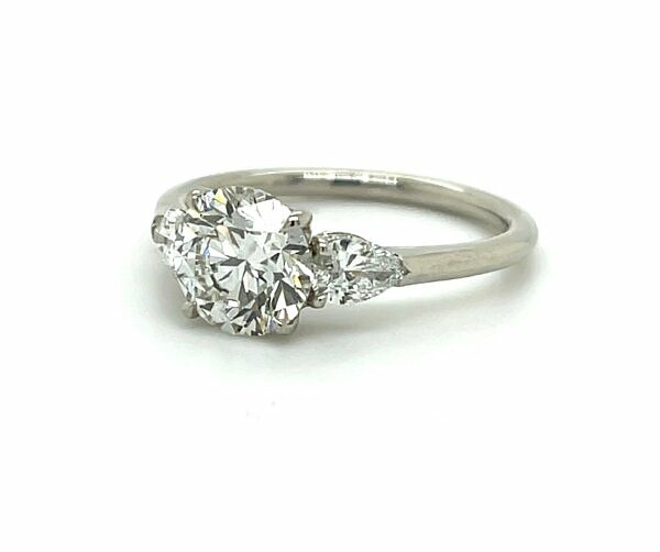 Three-Stone Round and Pear Diamond Engagement Ring Engagement Rings