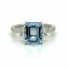 Emerald-Cut Aquamarine and Diamond Ring Fine Colored Gemstone Rings 5