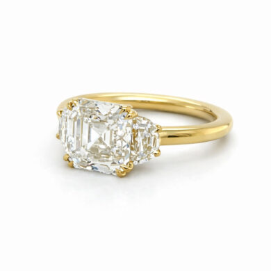 Three-Stone Asscher-Cut Engagement Ring Custom Engagement Rings