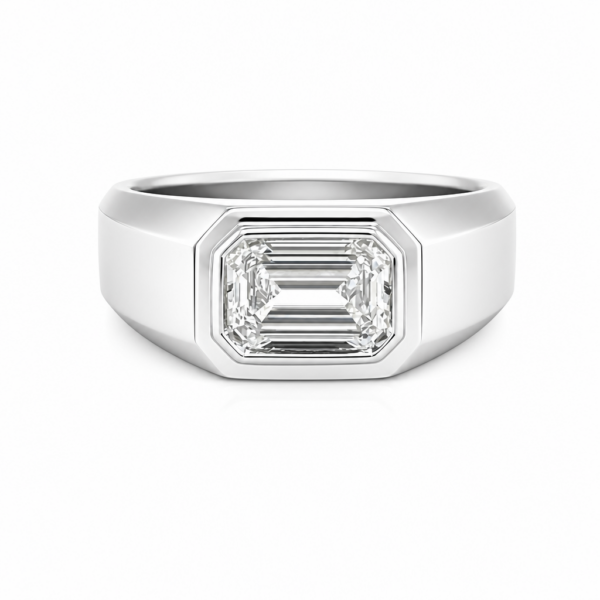 Platinum Men’s Wedding Ring with an Emerald-Cut Diamond Men's Wedding Bands 3